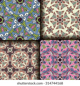 Vector seamless pattern ethnic style background. Vintage decorative texture for wallpapers, backgrounds and page fill. Indian, arabic motive.