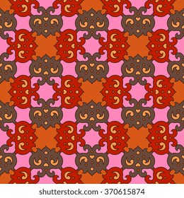 Vector seamless pattern ethnic style background. Vintage decorative texture for wallpapers, backgrounds and page fill. Indian, arabic motive.