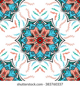 Vector seamless pattern ethnic style background. Vintage decorative texture for wallpapers, backgrounds and page fill. Indian, arabic motif.