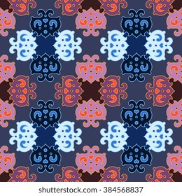 Vector seamless pattern ethnic style background. Vintage decorative texture for wallpapers, backgrounds and page fill. Indian, arabic motive.