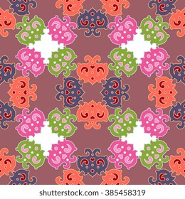 Vector seamless pattern ethnic style background. Vintage decorative texture for wallpapers, backgrounds and page fill. Indian, arabic motive.