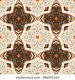 Vector seamless pattern ethnic style background. Vintage decorative texture for wallpapers, backgrounds and page fill. Indian, Arabic motive.