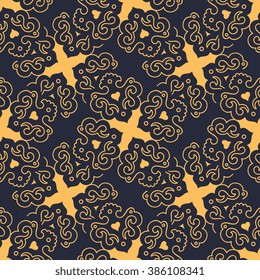 Vector seamless pattern ethnic style background. Vintage decorative texture for wallpapers, backgrounds and page fill. Indian, Arabic motive.