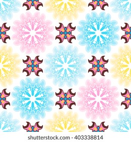 Vector seamless pattern ethnic style background. Vintage decorative texture for wallpapers, backgrounds and page fill. Indian, arabic motive.