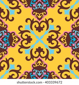 Vector seamless pattern ethnic style background. Vintage decorative texture for wallpapers, backgrounds and page fill. Indian, arabic motive.