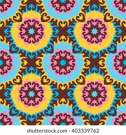 Vector seamless pattern ethnic style background. Vintage decorative texture for wallpapers, backgrounds and page fill. Indian, arabic motive.