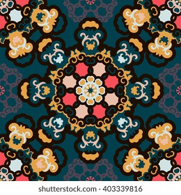 Vector seamless pattern ethnic style background. Vintage decorative texture for wallpapers, backgrounds and page fill. Indian, arabic motive.