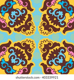 Vector seamless pattern ethnic style background. Vintage decorative texture for wallpapers, backgrounds and page fill. Indian, arabic motive.