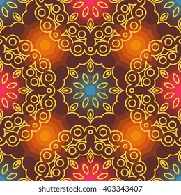 Vector seamless pattern ethnic style background. Vintage decorative texture for wallpapers, backgrounds and page fill. Indian, arabic motive.