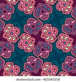 Vector seamless pattern ethnic style background. Vintage decorative texture for wallpapers, backgrounds and page fill. Indian, arabic motive.