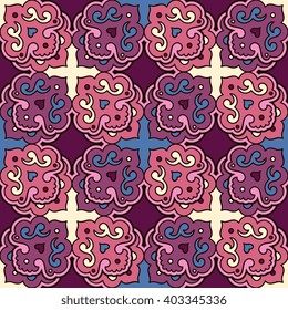 Vector seamless pattern ethnic style background. Vintage decorative texture for wallpapers, backgrounds and page fill. Indian, arabic motive.