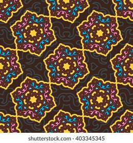 Vector seamless pattern ethnic style background. Vintage decorative texture for wallpapers, backgrounds and page fill. Indian, arabic motive.