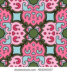 Vector seamless pattern ethnic style background. Vintage decorative texture for wallpapers, backgrounds and page fill. Indian, arabic motive.