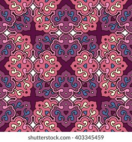 Vector seamless pattern ethnic style background. Vintage decorative texture for wallpapers, backgrounds and page fill. Indian, arabic motive.