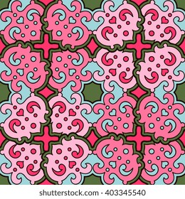 Vector seamless pattern ethnic style background. Vintage decorative texture for wallpapers, backgrounds and page fill. Indian, arabic motive.
