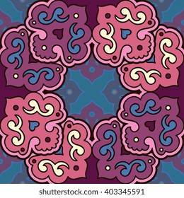 Vector seamless pattern ethnic style background. Vintage decorative texture for wallpapers, backgrounds and page fill. Indian, arabic motive.