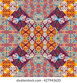 Vector seamless pattern ethnic style background. Vintage decorative texture for wallpapers, backgrounds and page fill. Indian, arabic motive