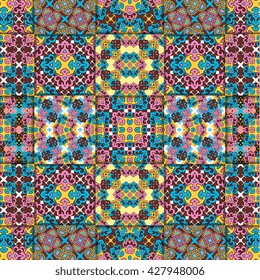 Vector seamless pattern ethnic style background. Vintage decorative texture for wallpapers, backgrounds and page fill. Indian, arabic motive.