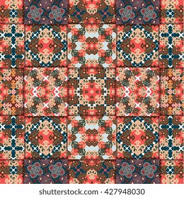 Vector seamless pattern ethnic style background. Vintage decorative texture for wallpapers, backgrounds and page fill. Indian, arabic motive.