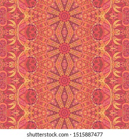 Vector seamless pattern ethnic tribal geometric ornamental textile natural colours print