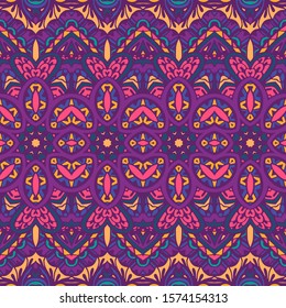 Vector seamless pattern ethnic tribal geometric psychedelic colorful print