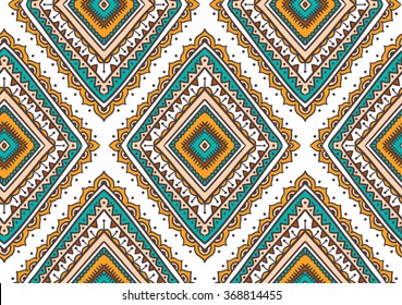 Vector seamless pattern with ethnic tribal ornamental rhombuses . Boho and hippie stylish background. American indian motifs.
