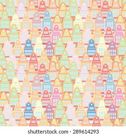 Vector seamless pattern with european houses.