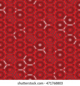 Vector seamless pattern of evolving geometric ornaments