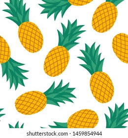 vector seamless pattern of exotic fruits: pineapple. Tropical food. Hand-drawn flat illustration. use for the menu and textile.