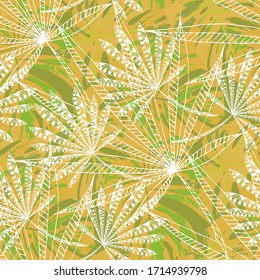 Vector Seamless Pattern with Exotic Leaves