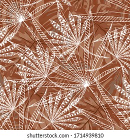 Vector Seamless Pattern with Exotic Leaves