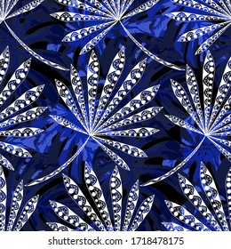 Vector Seamless Pattern with Exotic Leaves