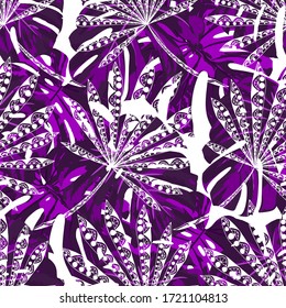 Vector Seamless Pattern with Exotic Leaves