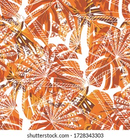 Vector Seamless Pattern with Exotic Leaves