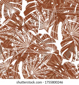 Vector Seamless Pattern with Exotic Leaves