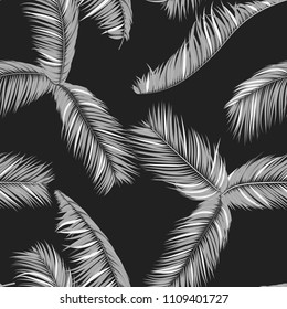 Vector Seamless Pattern of Exotic Palm Leaves. Tropic Summer Background. Realistic Jungle Foliage in Modern Style. Tropic Seamless Pattern for Print, Paper, Cloth Design, Textile, Wallpaper, Wrapping.