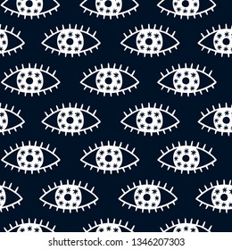 Vector seamless pattern with eyes Magical digital paper Modern print Black and white background