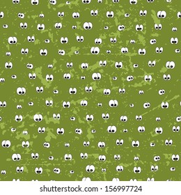 Vector seamless pattern with eyes on grunge halloween background