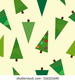 vector seamless pattern of fabric fir trees