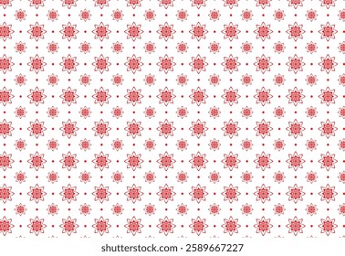  Vector seamless pattern fabric red flower with dot, red floral background, design for fabric printing, paper warp, backdrop, wallpaper, decoration