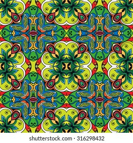 Vector seamless pattern, fabric repeating texture. Tribal ethnic arabic indian ornament. Hand drawn doodle abstract background.