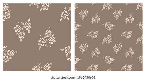 vector seamless pattern for fabric, textile, design background. stylized flower contour of flowers and leaves