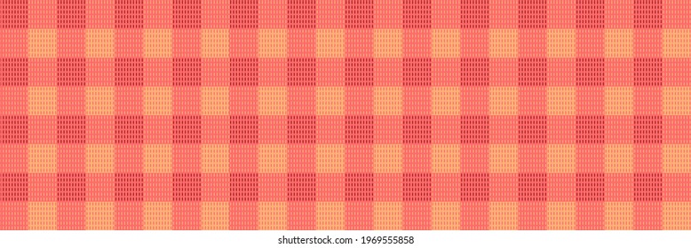 Vector Seamless Pattern Fabric Textile Texture, Textured Background Illustration, Red and Orange Light Plaid Fabric.