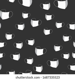 Vector seamless pattern with face masks on the black background