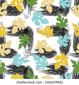 Vector seamless pattern of falling autumn leaves Printing on fabric, card. colorful background.