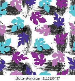 Vector seamless pattern of falling autumn leaves Autumn imprint leaves pattern background. colorful background.
