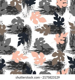 Vector seamless pattern of falling autumn leaves Printing on fabric, card. seamless pattern, colorful background.