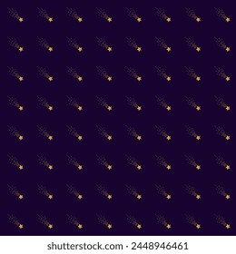 Vector seamless pattern with falling golden stars on a deep dark background
