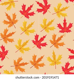 Vector seamless pattern of falling leaves. Background for textile or book covers, wallpapers, design, graphic art, printing, hobby, invitation.