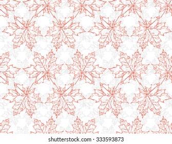 Vector seamless pattern of falling maple leaves. Red and grey tones. Can be used as poster, wallpaper, backdrop, background...